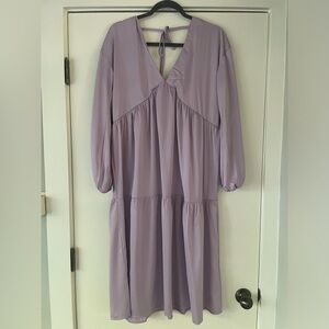 Lola May ASOS Violet Purple V-neck Midi Dress with Tie Detail